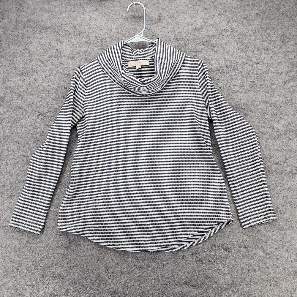 LOFT Ann Taylor Shirt Womens XS Long Sleeve Black White Striped